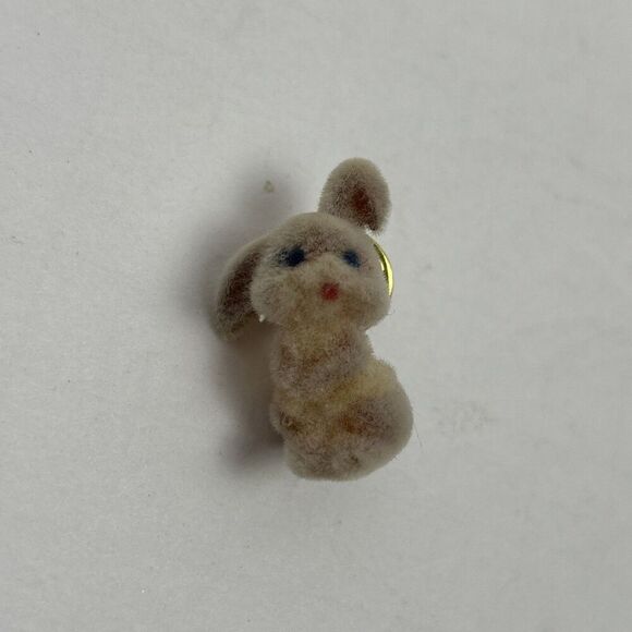Vintage Flocked Bunny Rabbit Pin - Picture 1 of 3